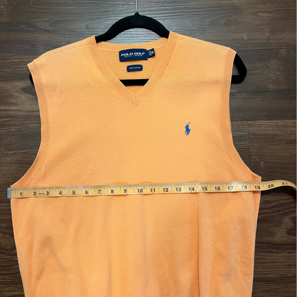 Polo Ralph Lauren 100 % Cotton Men's Vest Orange Blue Pony Size M - Picture 6 of 7